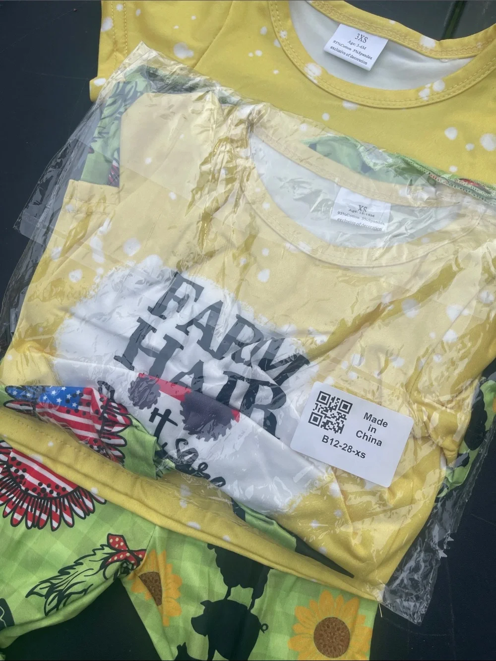 Kids Yellow 'Farm Hair Don't Care' Matching Set
